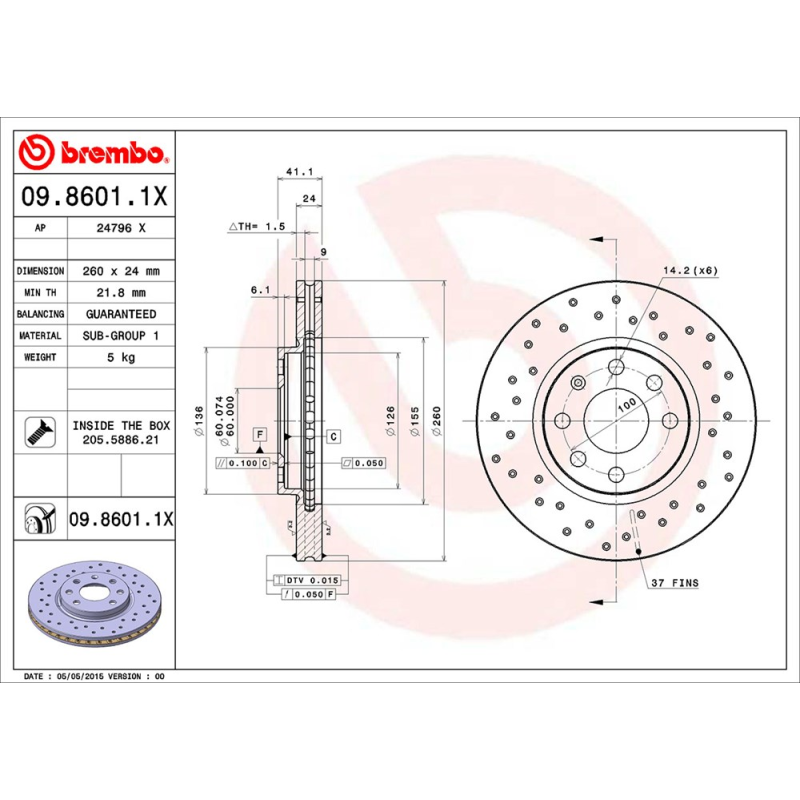 Disco freno asse anteriore - BREMBO