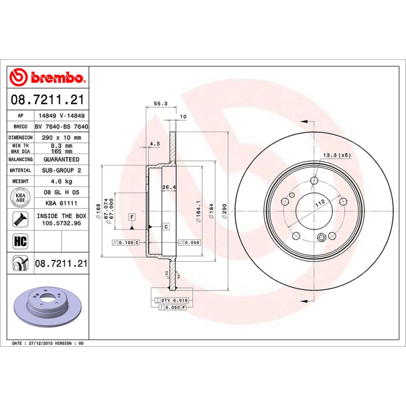 Disco freno asse posteriore - BREMBO