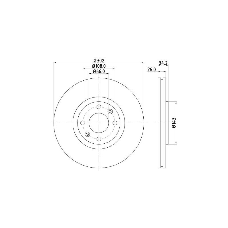 Disco freno asse anteriore - HELLA BRAKE
