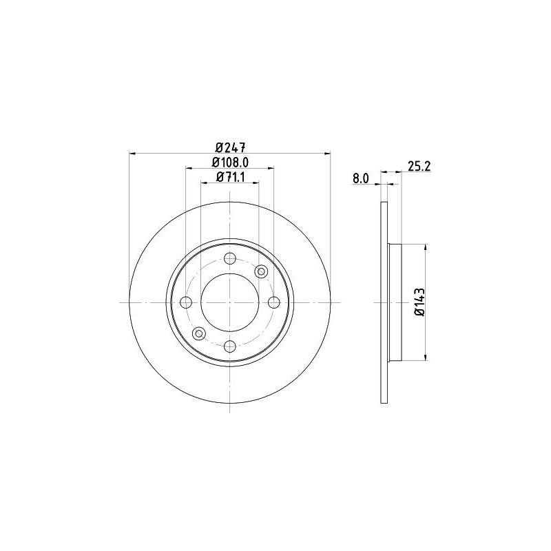 Disco freno asse posteriore - HELLA BRAKE