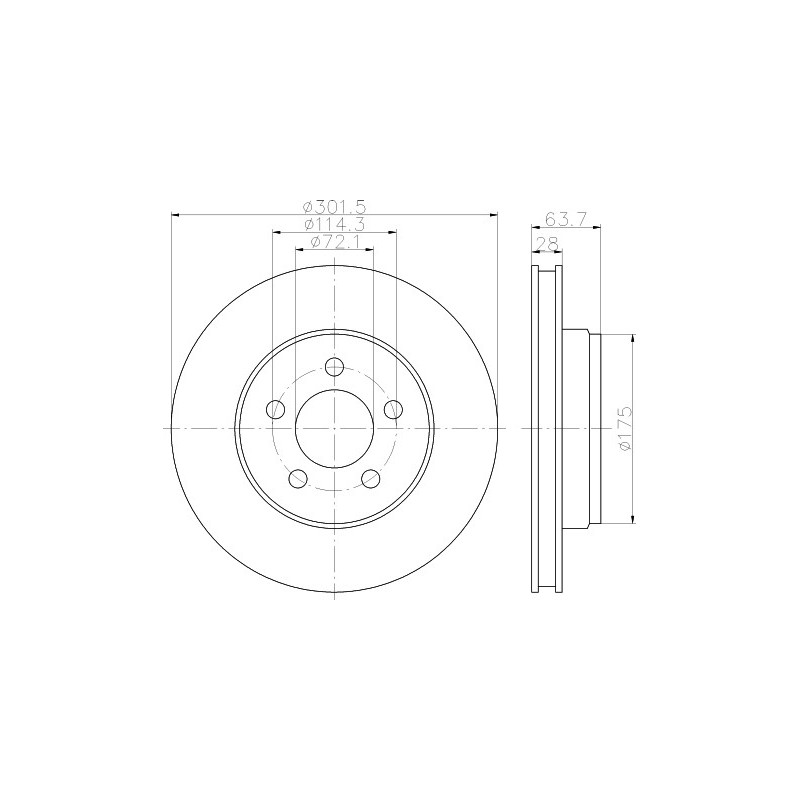 Disco freno asse anteriore - HELLA BRAKE