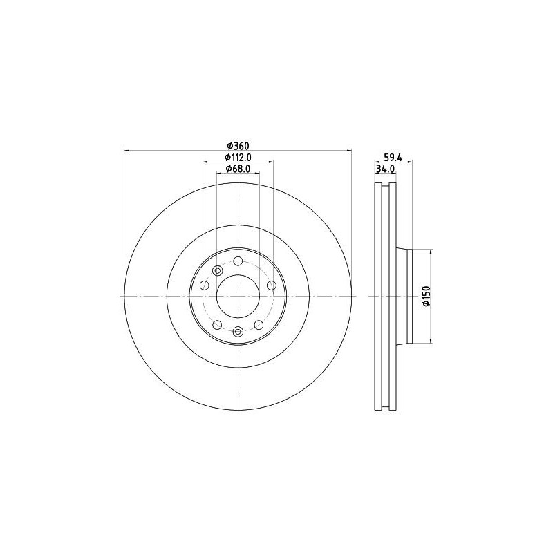 Disco freno asse anteriore - HELLA BRAKE