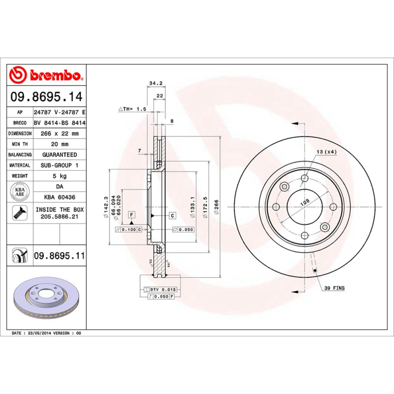 Disco freno asse anteriore - BREMBO