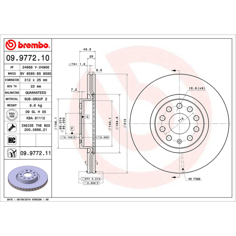 Disco freno asse anteriore - BREMBO