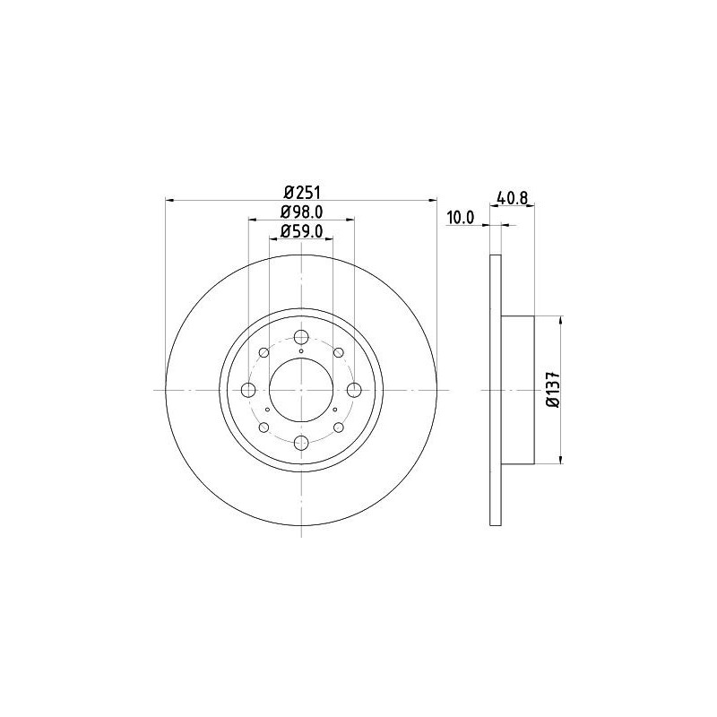 Disco freno asse posteriore - HELLA BRAKE
