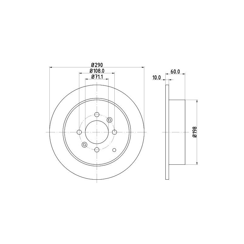 Disco freno asse posteriore - HELLA BRAKE