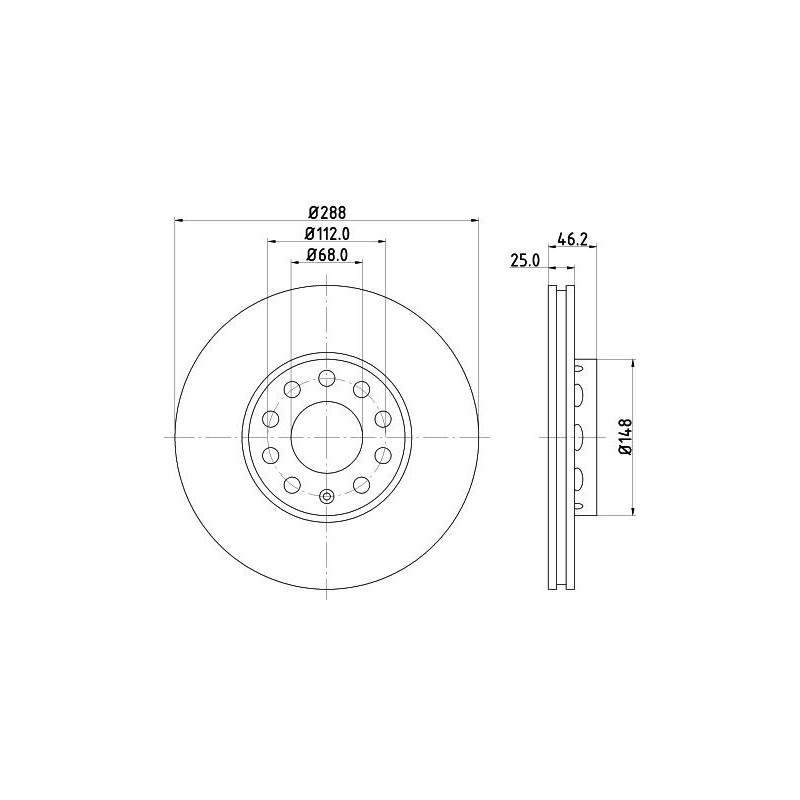 Disco freno asse anteriore - HELLA BRAKE