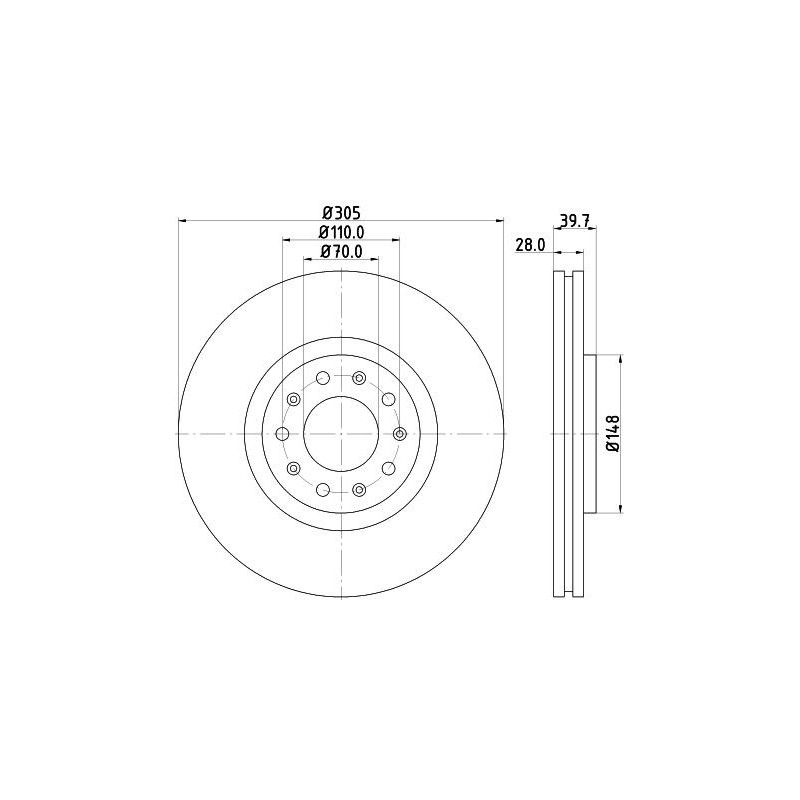 Disco freno asse anteriore - HELLA BRAKE