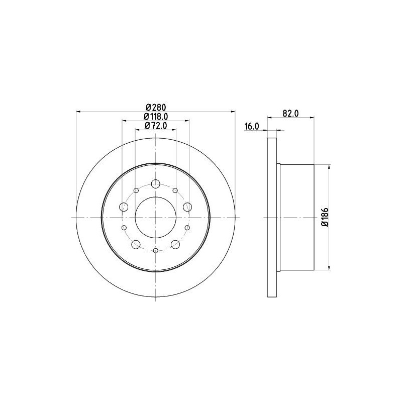 Disco freno asse posteriore - HELLA BRAKE