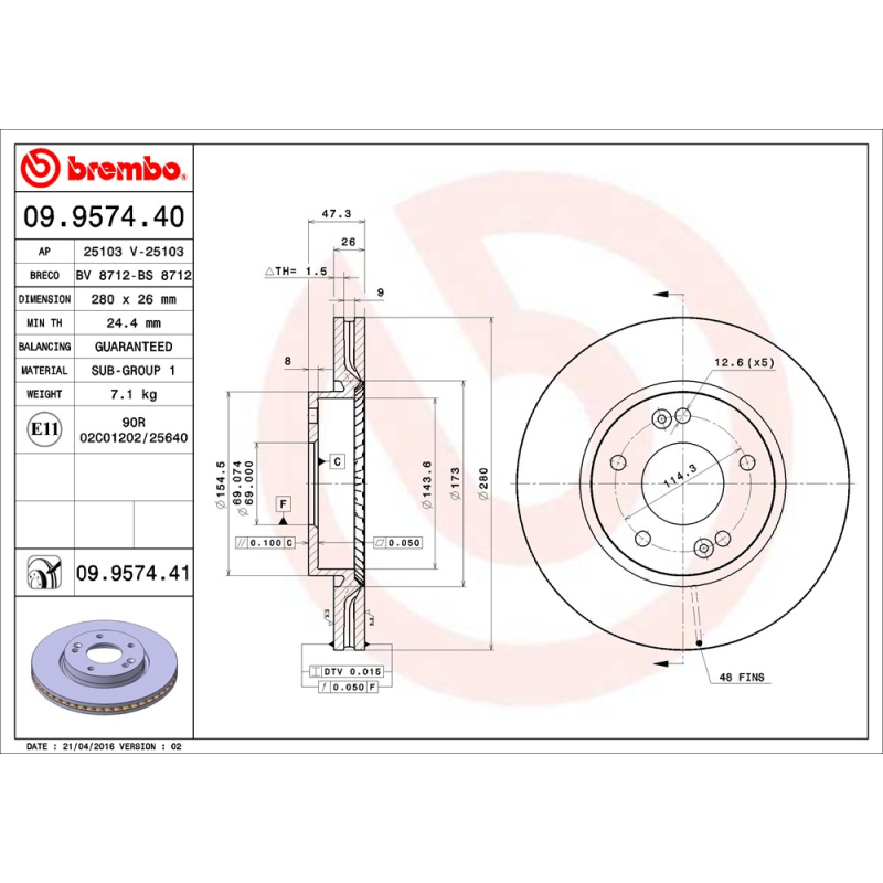 Disco freno asse anteriore - BREMBO
