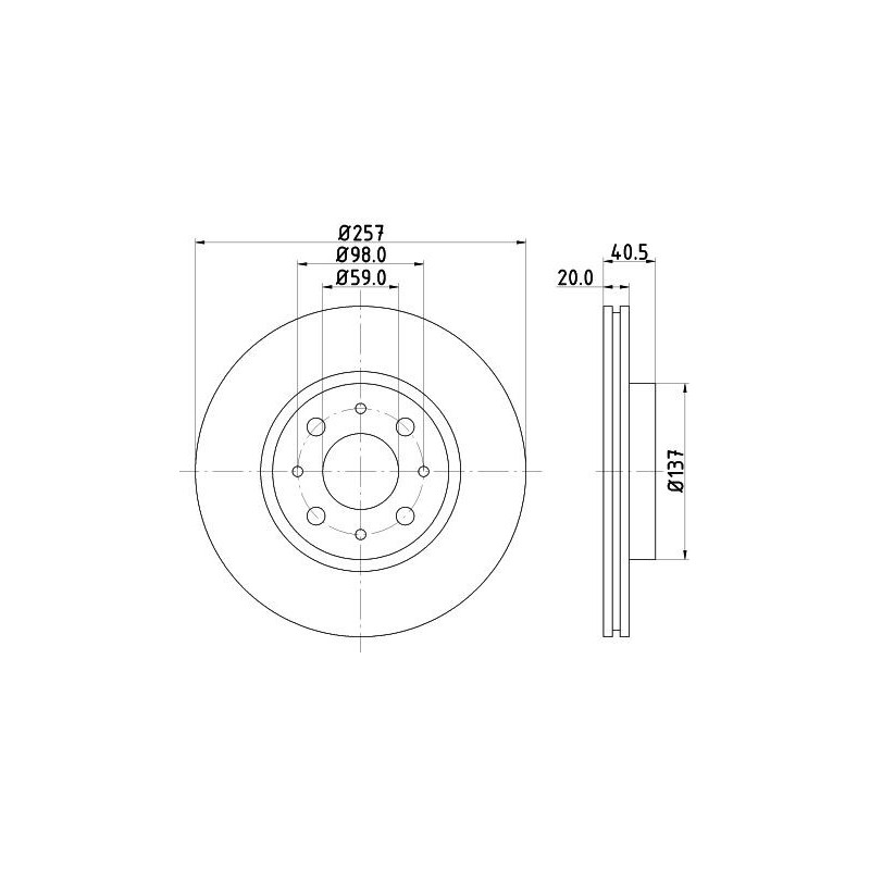 Disco freno asse anteriore - HELLA BRAKE