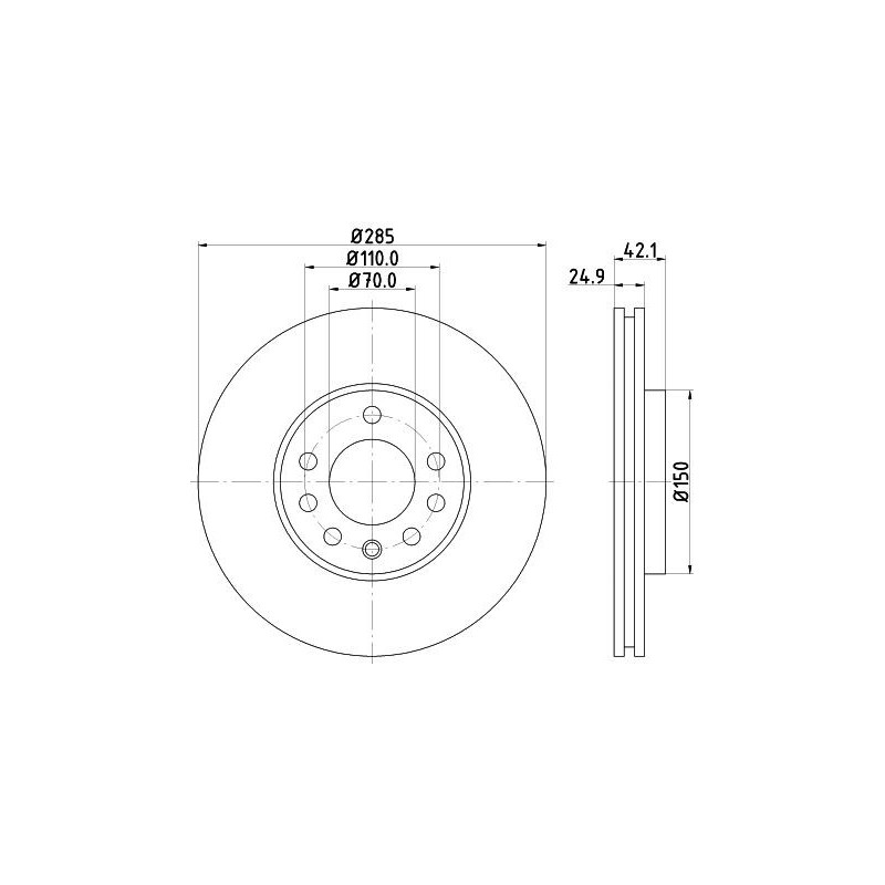 Disco freno asse anteriore - HELLA BRAKE