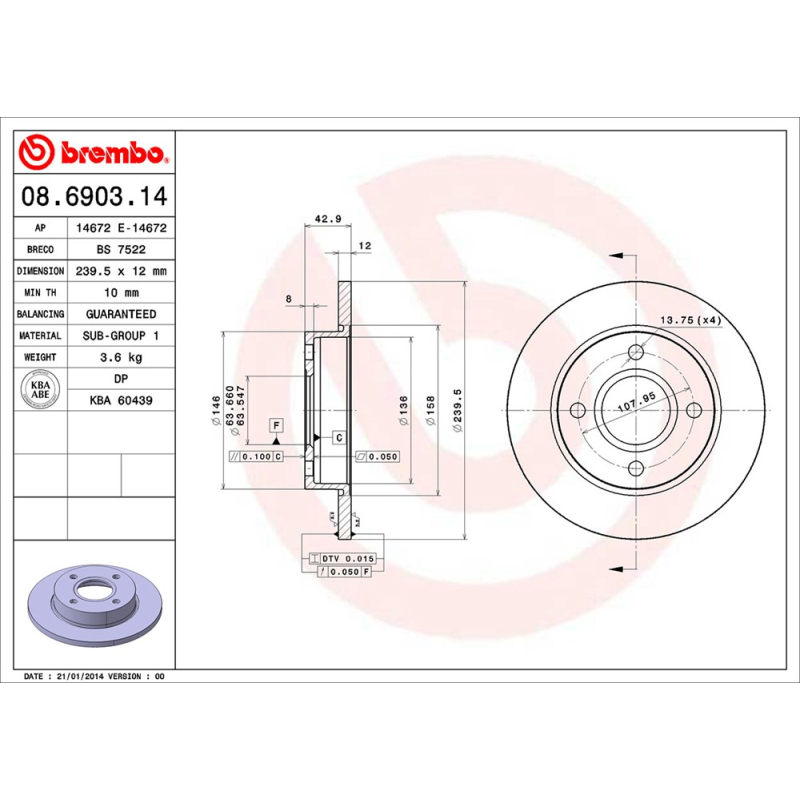 Disco freno asse anteriore - BREMBO