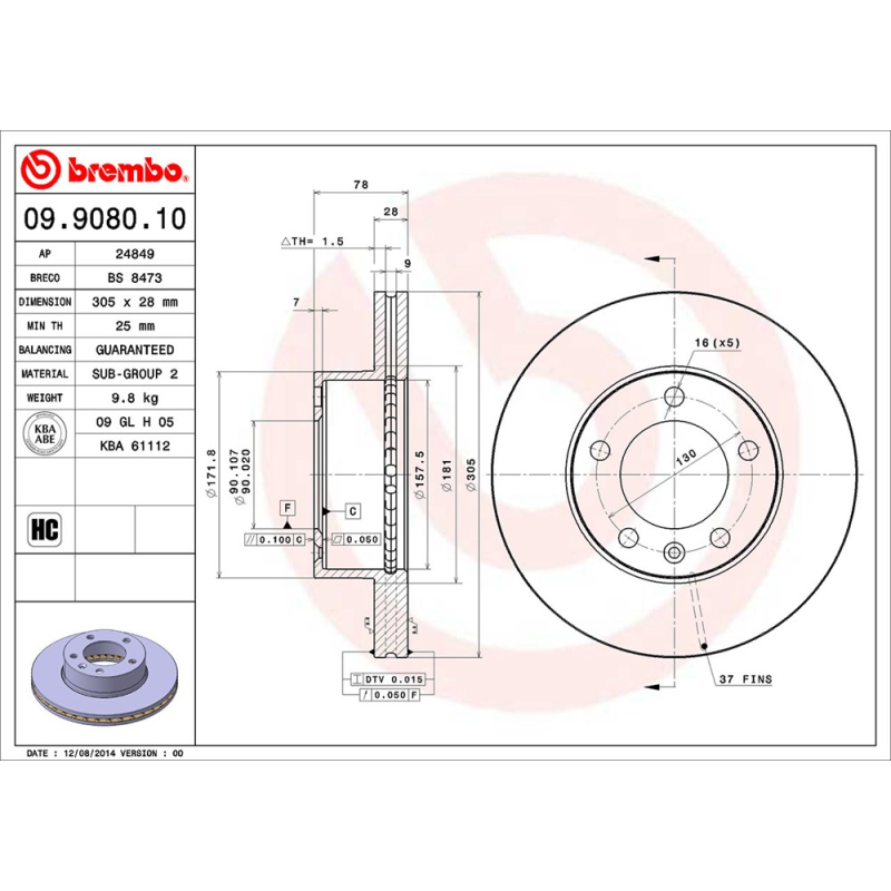 Disco freno asse anteriore - BREMBO