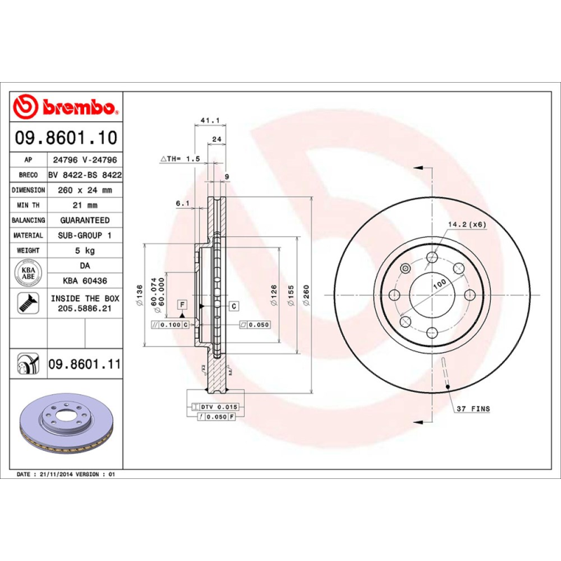 Disco freno asse anteriore - BREMBO