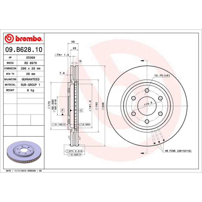 Disco freno asse anteriore - BREMBO