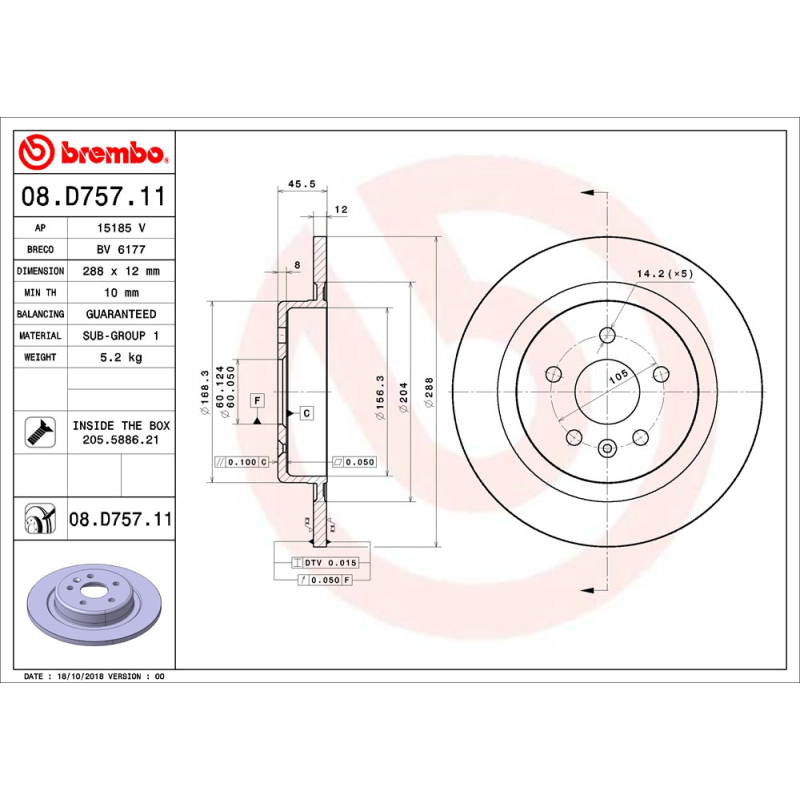 Disco freno asse posteriore - BREMBO