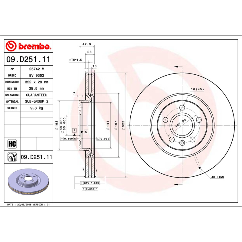 Disco freno asse anteriore - BREMBO