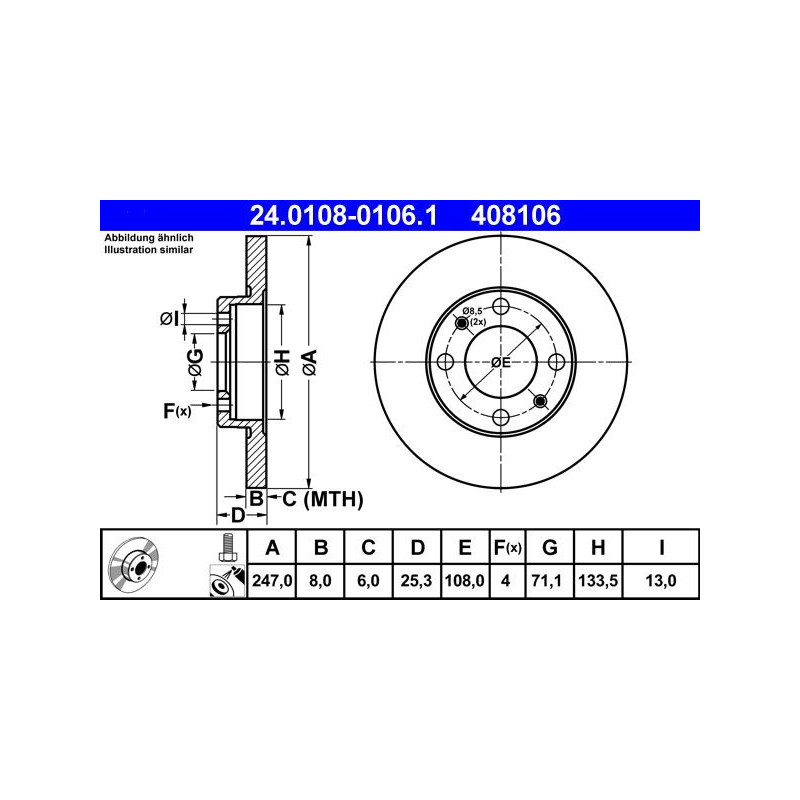 Disco freno asse posteriore - ATE
