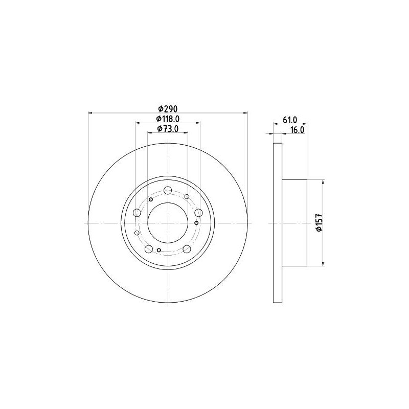 Disco freno asse anteriore - HELLA BRAKE