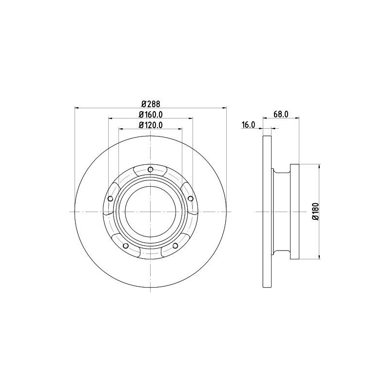 Disco freno asse posteriore - HELLA BRAKE