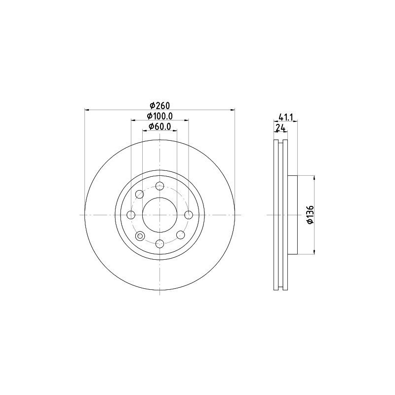 Disco freno asse anteriore - HELLA BRAKE