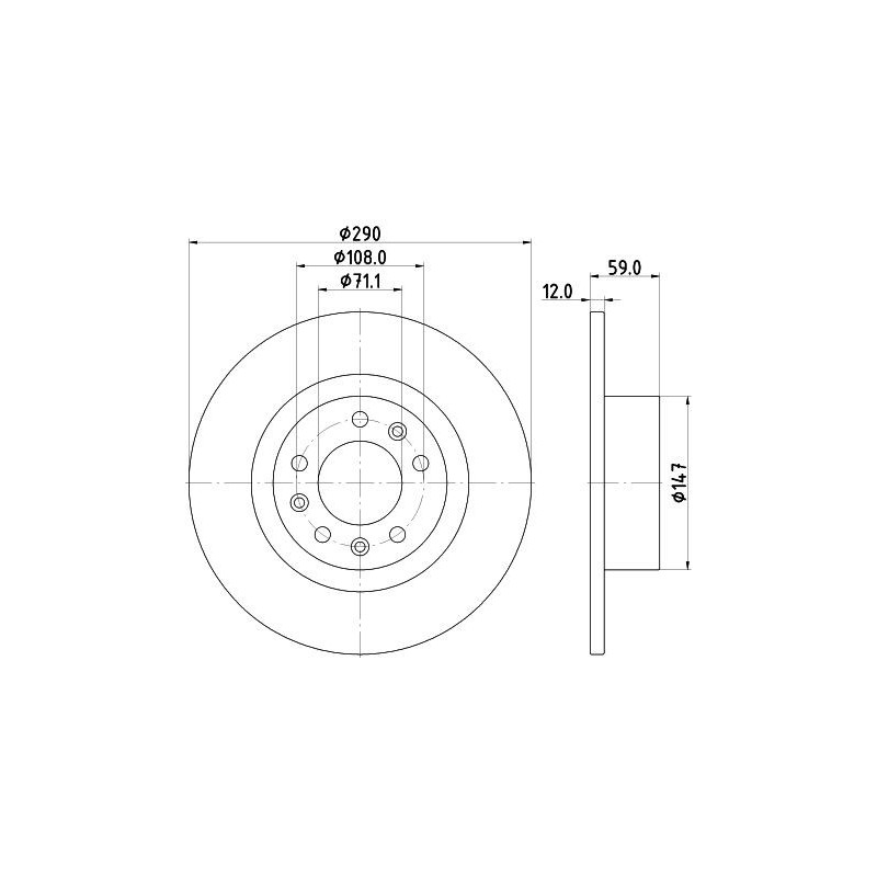 Disco freno asse posteriore - HELLA BRAKE