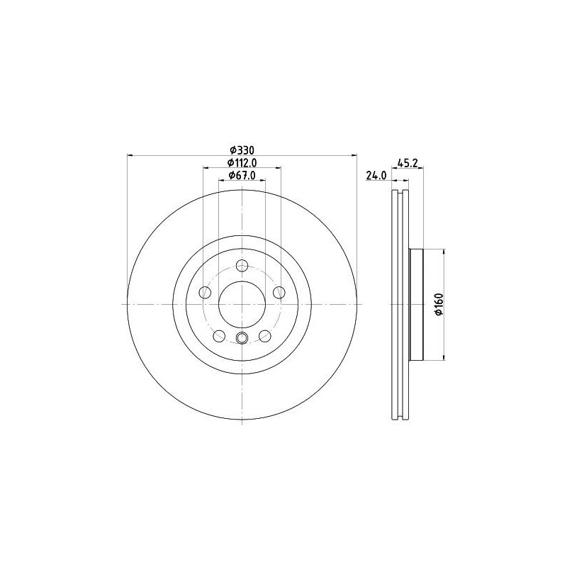 Disco freno asse anteriore - HELLA BRAKE